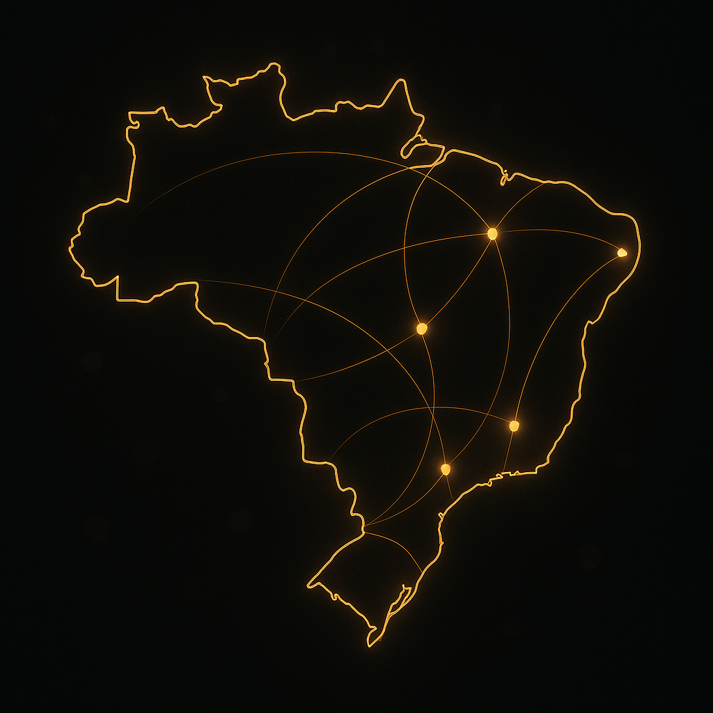 Mapa do Brasil — cobertura nacional do Kobana Team
