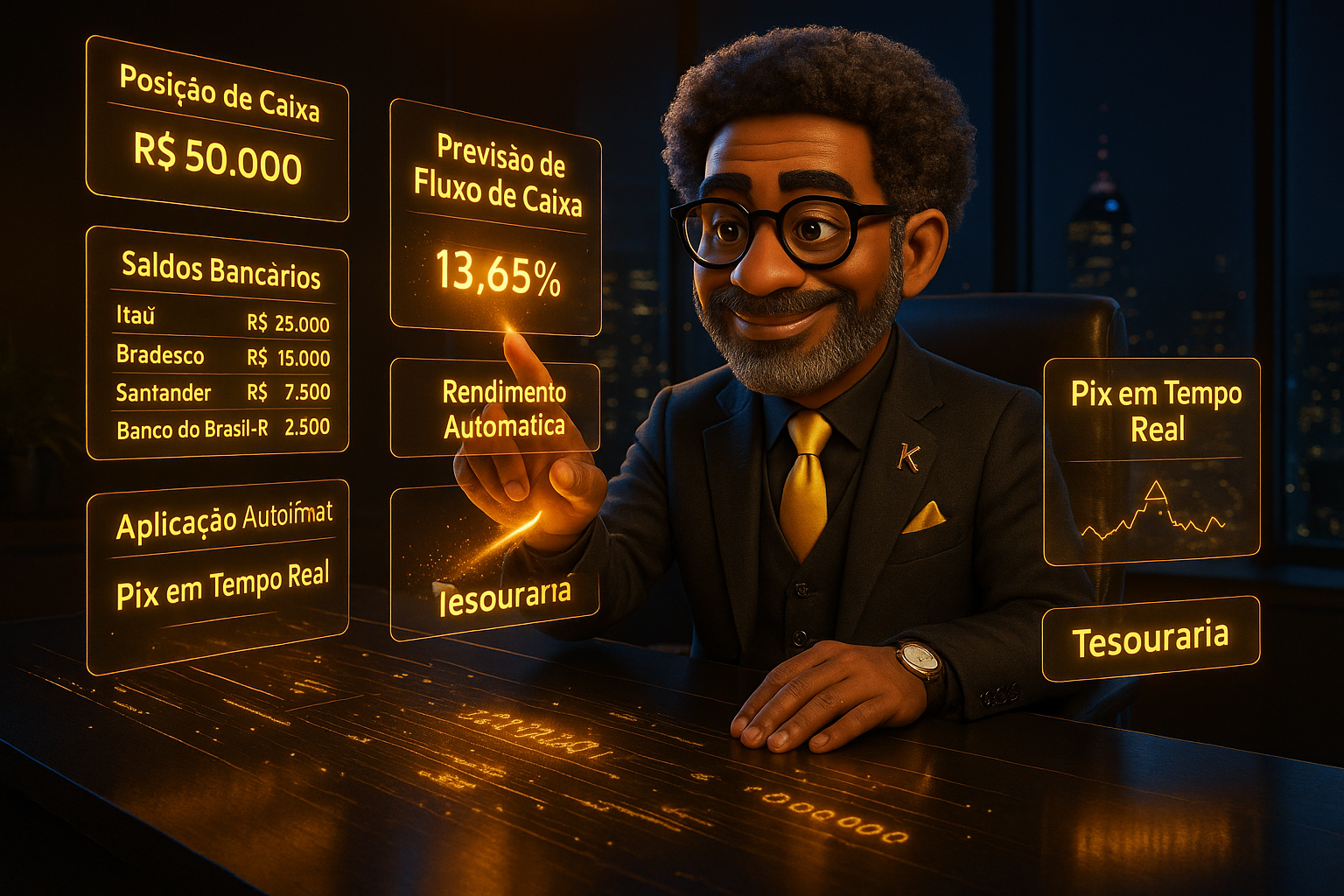 Kevin em ação — forecast de 13 semanas e sweep automático em Tesouro Selic